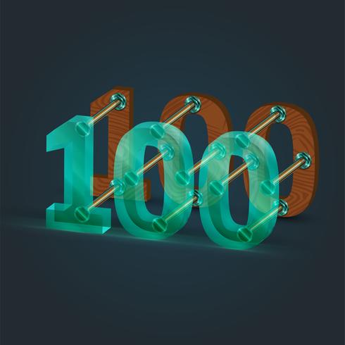 Number made by glass and wood, vector