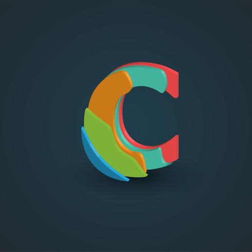 3D colorful layered character from a fontset, vector