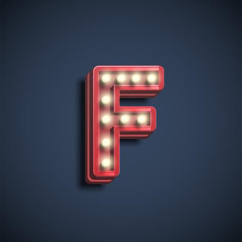 Realistic font character with lamps, vector illustration