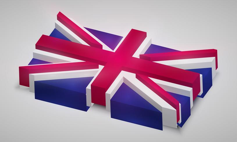 Bandera del Reino Unido en 3D, vector