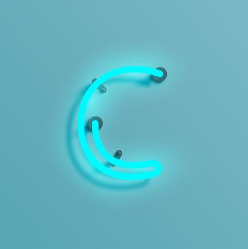 Realistic neon character from a typeset, vector