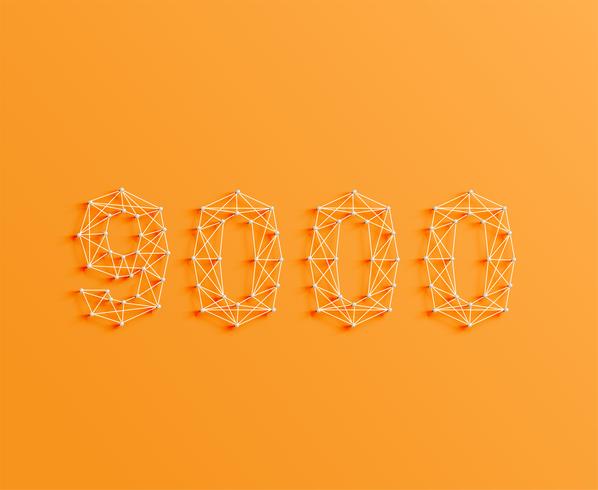 A number made by pins and lines, 3D and realistic, vector