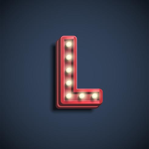 Realistic font character with lamps, vector illustration
