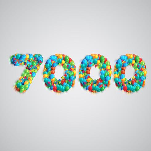 Number made by colorful balloons, vector
