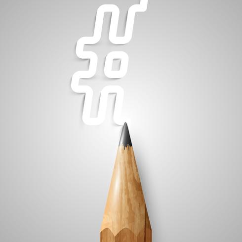 Brown wooden pencil, vector
