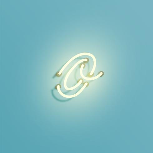 Realistic neon character from a typeset, vector