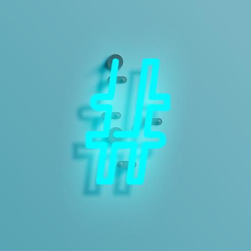 Realistic neon character from a typeset, vector