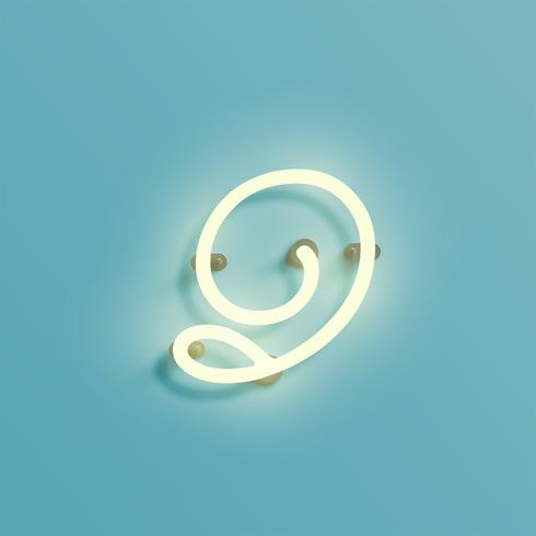 Realistic neon character from a typeset, vector