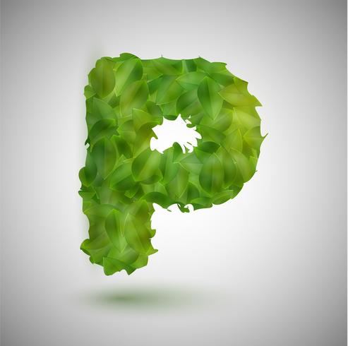 A letter made by leaves, vector
