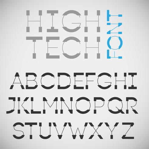 High tech font, vector

