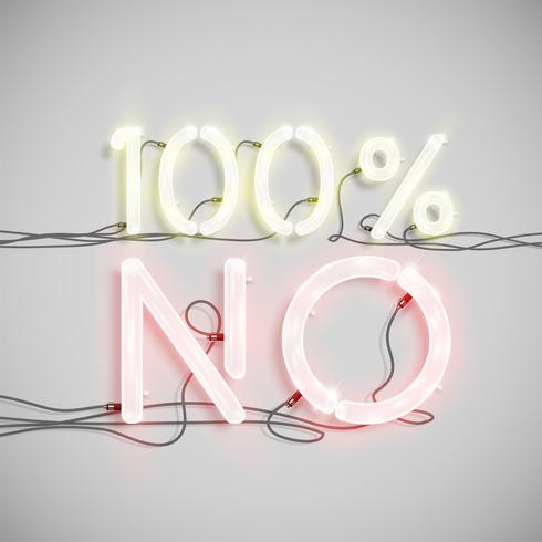 Realistic word character made by neon font, vector illustration