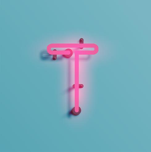 Realistic neon character from a typeset, vector