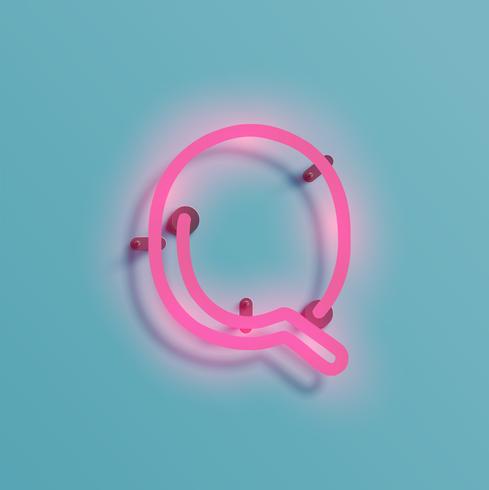 Realistic neon character from a typeset, vector