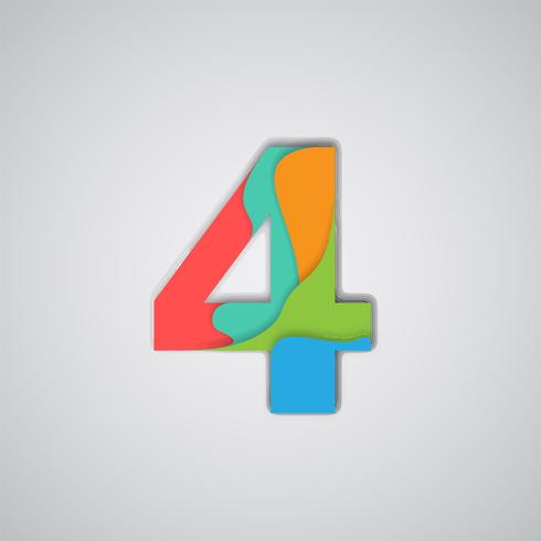 Colorful papercut layered number, vector
