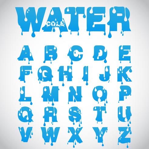 Water font made from flow font, vector