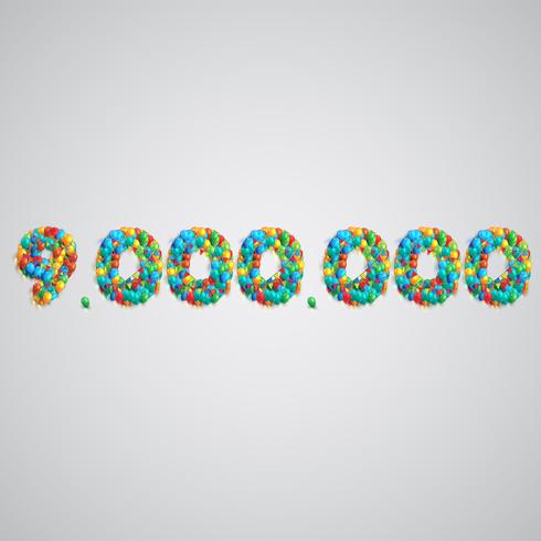 Number made by colorful balloons, vector
