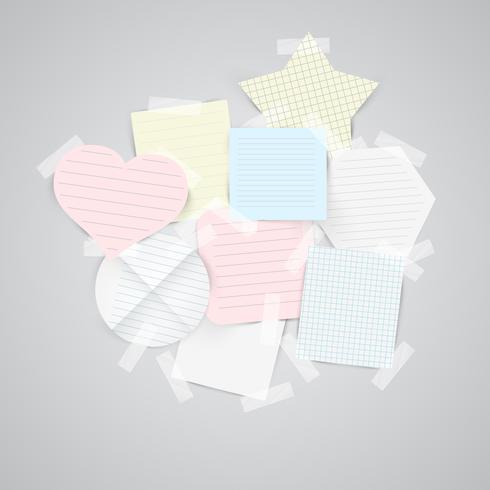 Etiquetas de papel con cinta adhesiva, vector