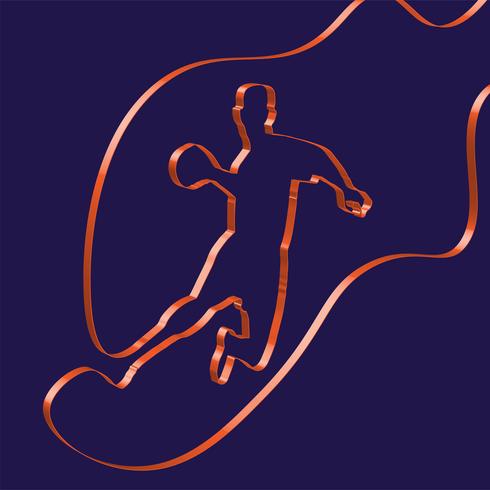 Colorful ribbon shapes a handball player, vector