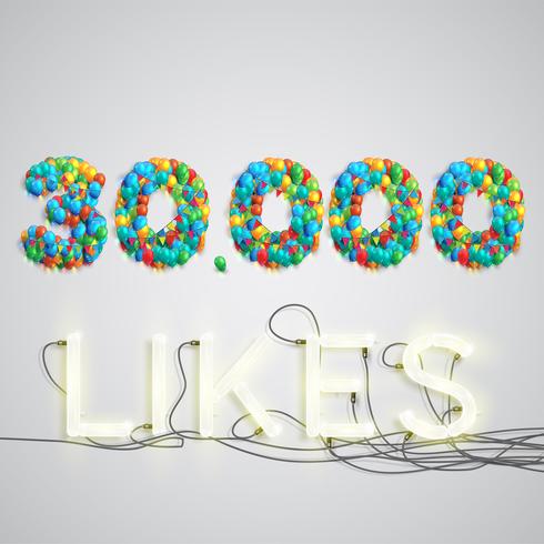 Number of likes made by balloon, vector illustration