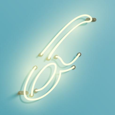 Realistic neon character from a typeset, vector