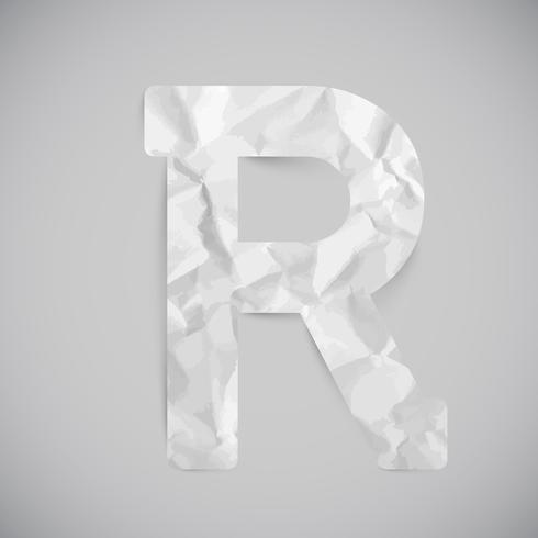 Letter made by crumpled paper with shadows, vector
