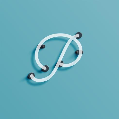 Realistic neon character from a typeset, vector