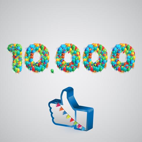 Number of likes made by balloon, vector illustration