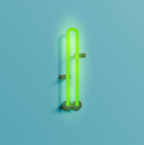 Realistic neon character from a typeset, vector