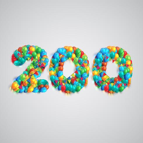 Number made by colorful balloons, vector
