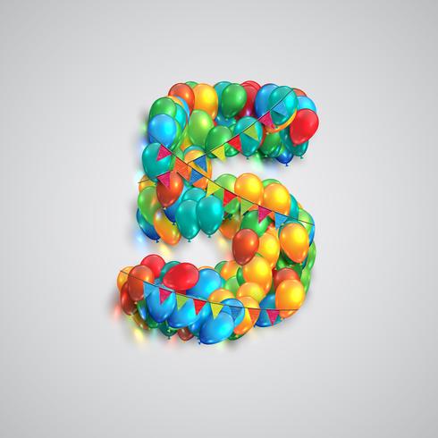 Number made by colorful balloons, vector
