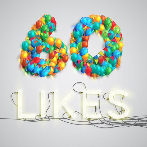 Number of likes made by balloon, vector illustration