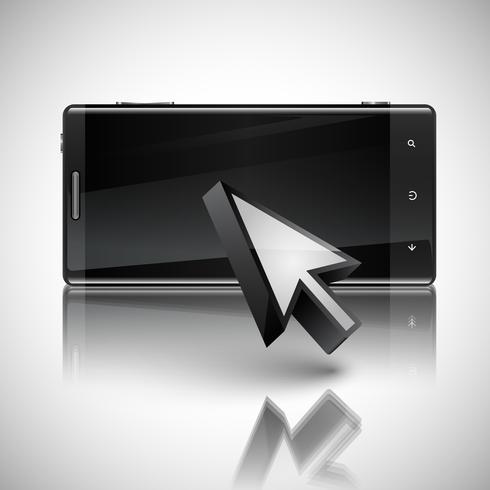 Click on the screen mobile phone, vector