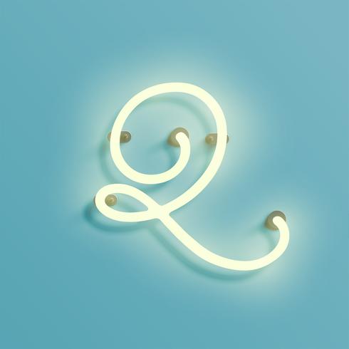 Realistic neon character from a typeset, vector