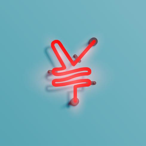 Realistic neon character from a typeset, vector