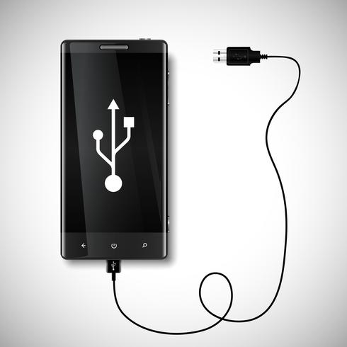 Teléfono móvil con conexión USB. vector