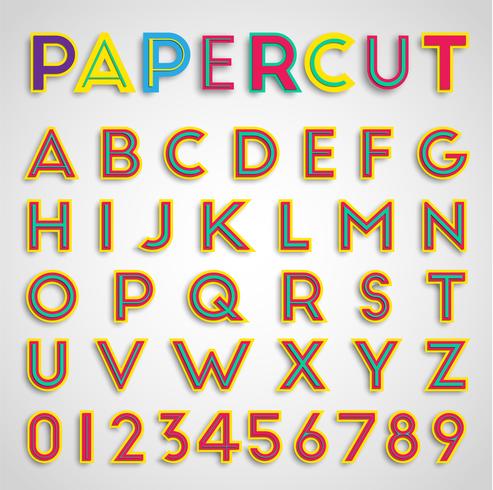 Papercut font with numbers, vector
