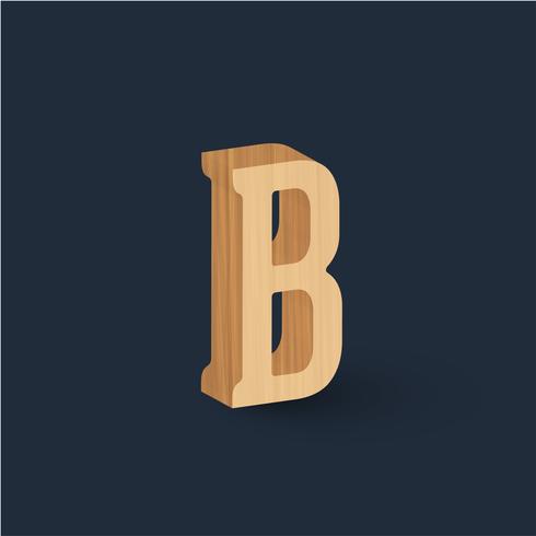 3D wood font character, vector
