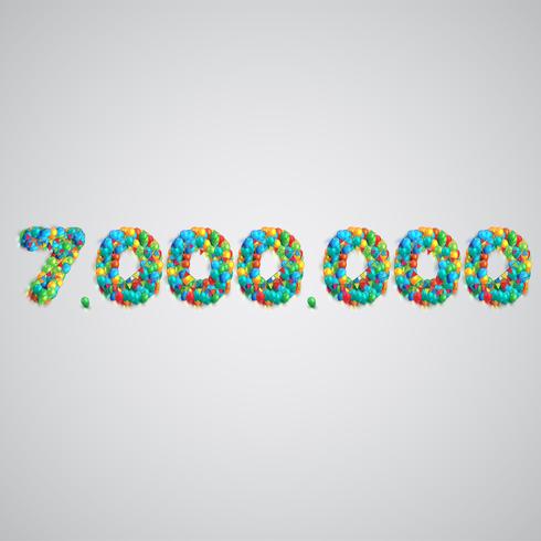 Number made by colorful balloons, vector
