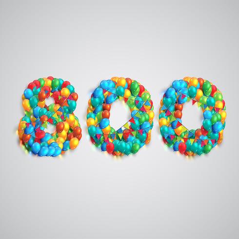 Number made by colorful balloons, vector
