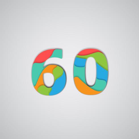 Colorful papercut layered number, vector
