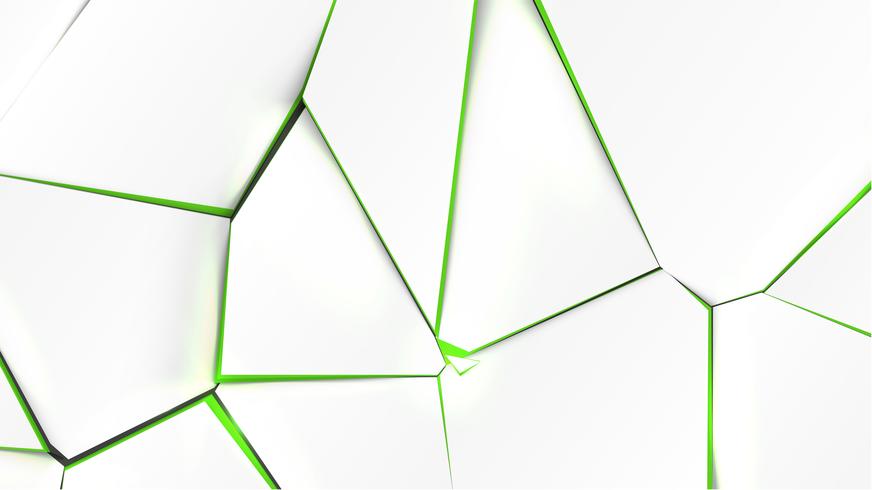 Broken surface with green color in the inside, vector illustration