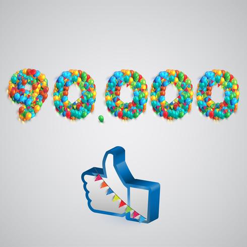 Number of likes made by balloon, vector illustration