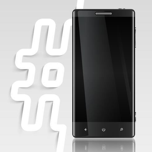 Black screened phone with a hashtag, vector
