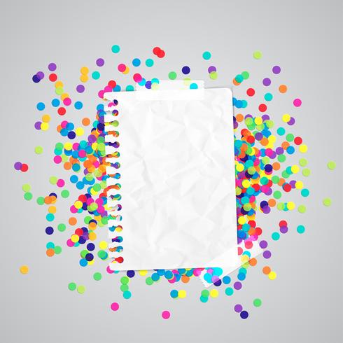 Una etiqueta de papel y puntos de colores, vector