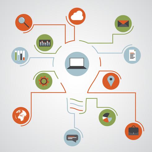 Iconos de bombilla e infografía, vector