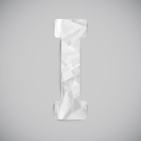 Letter made by crumpled paper with shadows, vector
