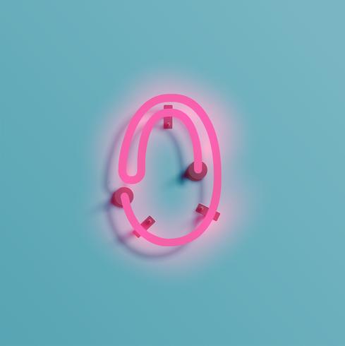 Realistic neon character from a typeset, vector