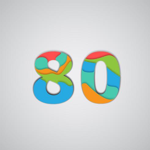 Colorful papercut layered number, vector
