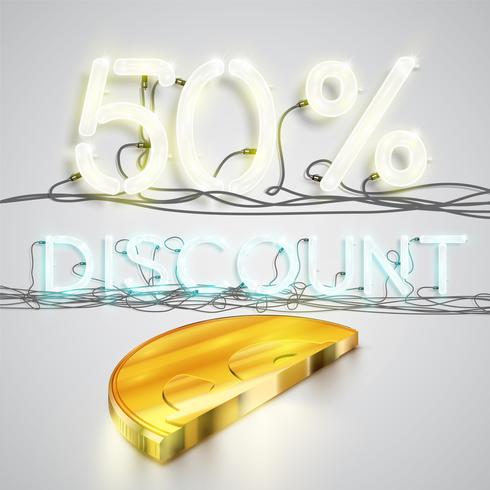 Realistic half coin represents discoount, vector illustration