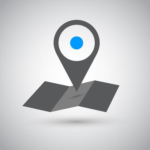 Pin icon with a map, vector

